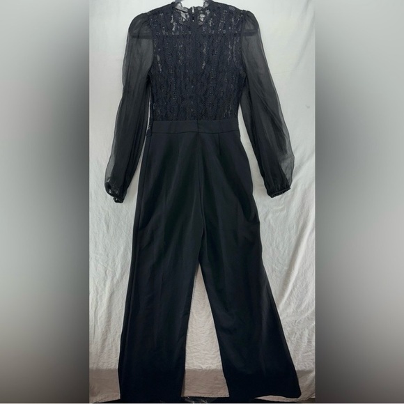 bebe Black Sheer Lace Jumpsuit - Picture 5 of 10